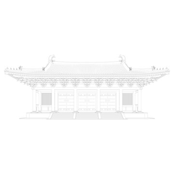 宋式山門殿立面線稿