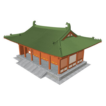 宋式山門(mén)殿鳥(niǎo)瞰效果