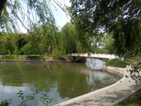 公园风景池溏小船