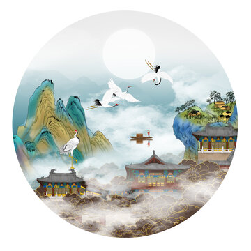 青綠古典現(xiàn)代山水