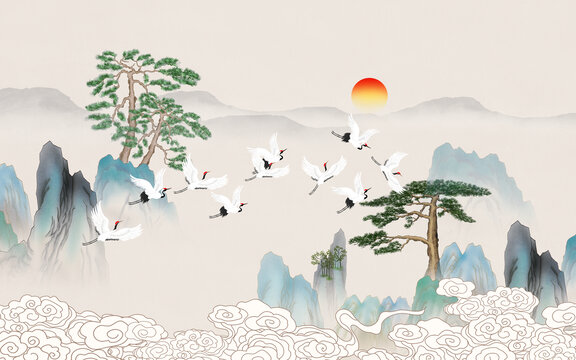 國(guó)潮山水插畫(huà)