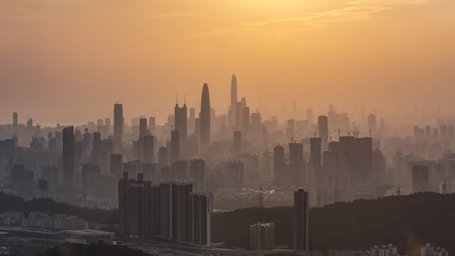 深圳地标日落