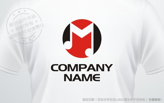 M设计logo音乐符号标志