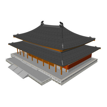 重檐廡殿鳥(niǎo)瞰效果