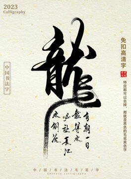 龙字毛笔字