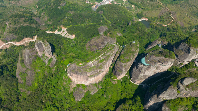 航拍河源旅游霍山丹霞地貌