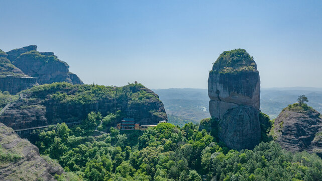 航拍河源旅游霍山丹霞地貌