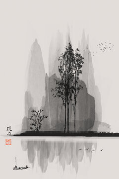 水墨山水画