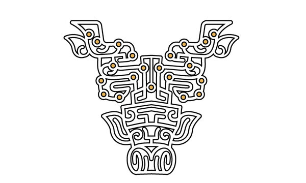 青銅器龍線描