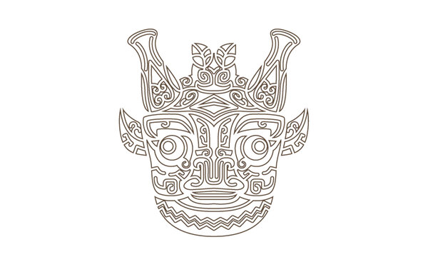 銅觥蓋首矢量線描