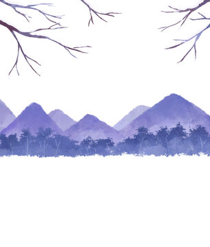 樹枝和群山