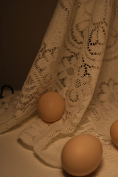 农家土鸡蛋暗调暖色氛围静物
