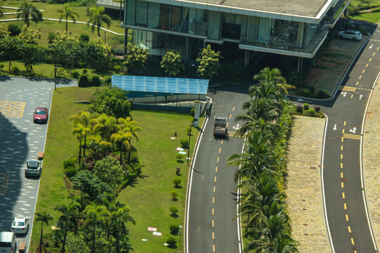 航拍俯拍小区内道路