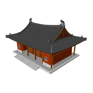 歇山天王殿鳥瞰效果