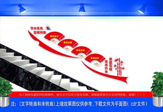 党建引领治水兴水楼梯文化墙