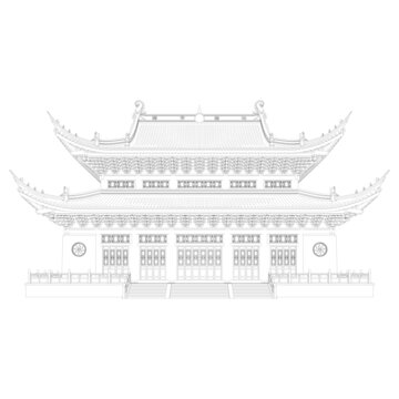 大雄寶殿立面線稿