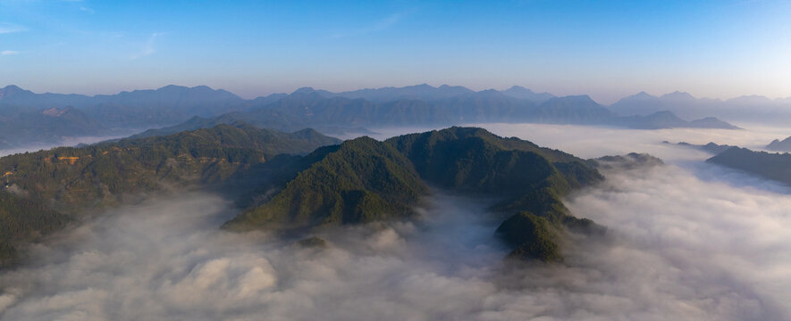 江南丽水高山群山晨曦云海云雾