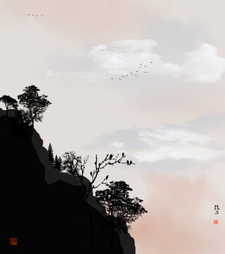 玄關(guān)水墨山水畫
