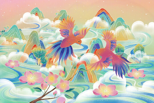 國風山水與鳥