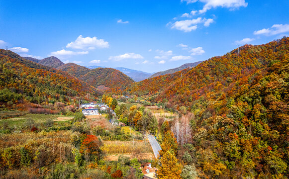 陕西汉中最美乡村公路高江路秋景