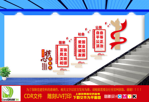 社會(huì)主義核心價(jià)值觀樓梯文化墻