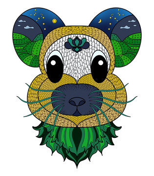 十二生肖鼠插畫鼠頭