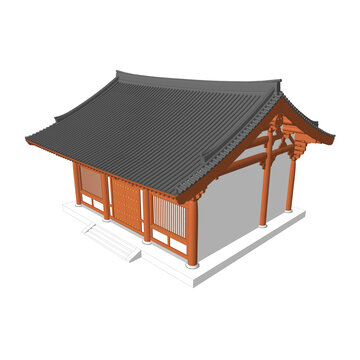 人字栱懸山鳥瞰效果