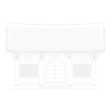 人字栱懸山正立面線稿