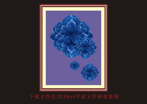 矢量蓝色花朵素材花纹