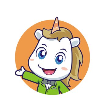 卡通可愛小獨(dú)角獸半身