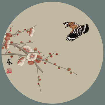 工筆梅花太平鳥(niǎo)