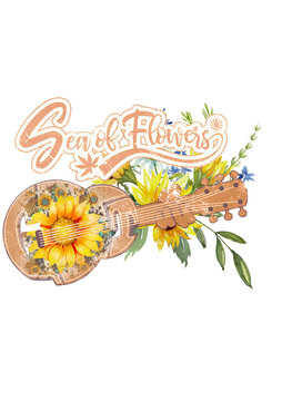 服裝印花吉他向日葵