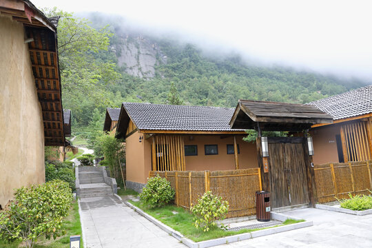 西部农村住宅高山民居田园风光