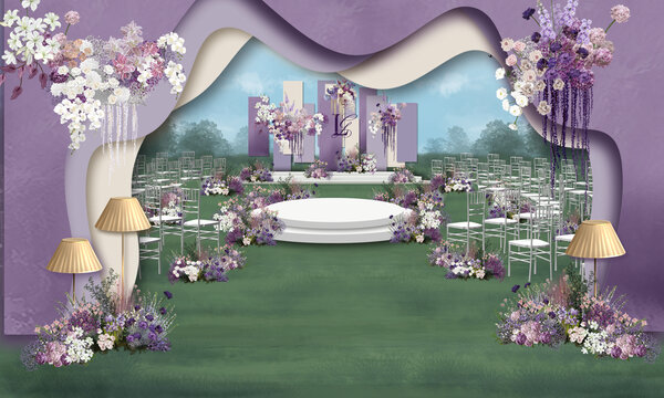 高级紫色户外婚礼