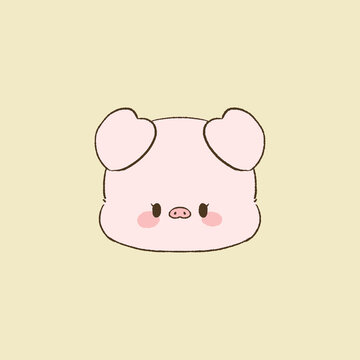 卡通動物頭像豬