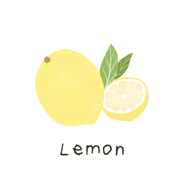 水彩柠檬水果植物印花图案