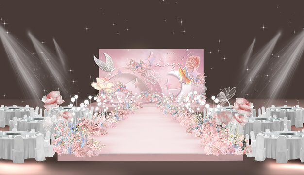粉紫色夢幻婚禮效果圖