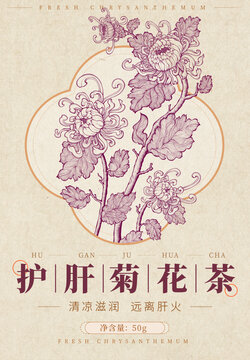 菊花茶包裝插畫