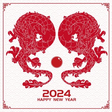 龍年剪紙國潮海報