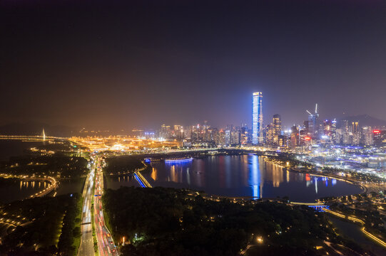 沙河西路深圳湾夜景