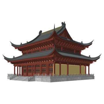 重檐歇山大殿軸測效果