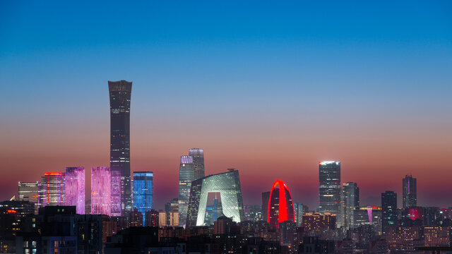 北京CBD核心区夜景中国尊