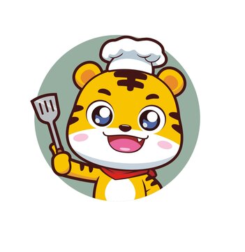 卡通可愛(ài)小老虎廚師半身