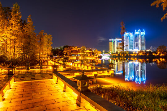 桂林临桂山水公园夜景