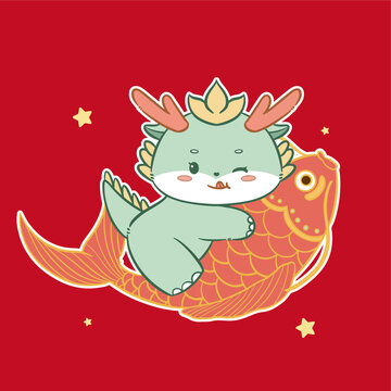 小龍騎魚年年有余