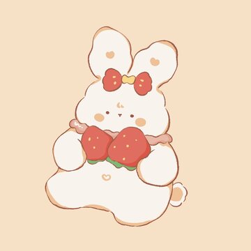 可爱兔子形象卡通图案草莓