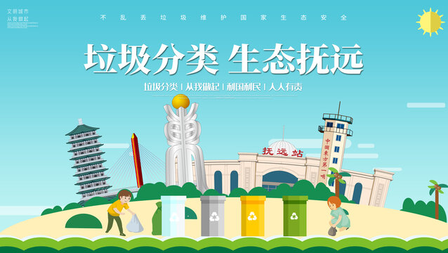 撫遠市垃圾分類回收海報展板