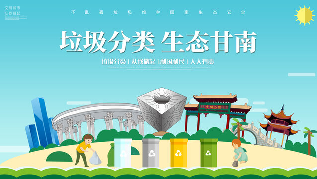 甘南縣垃圾分類回收海報(bào)展板
