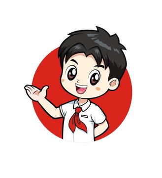 卡通可愛小男孩紅領(lǐng)巾半身
