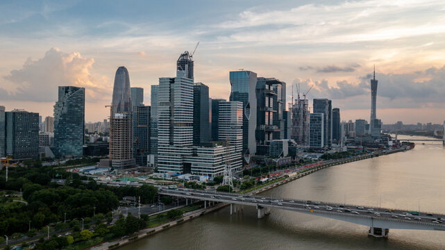 广州琶洲试验区摩天大楼建筑风光